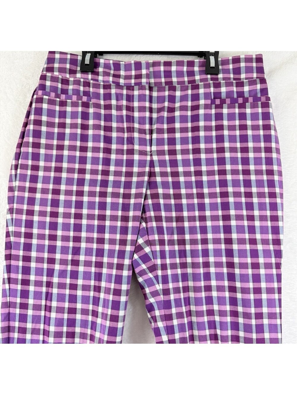 Ann Taylor Crop Pants 4 Purple Plaid Womens